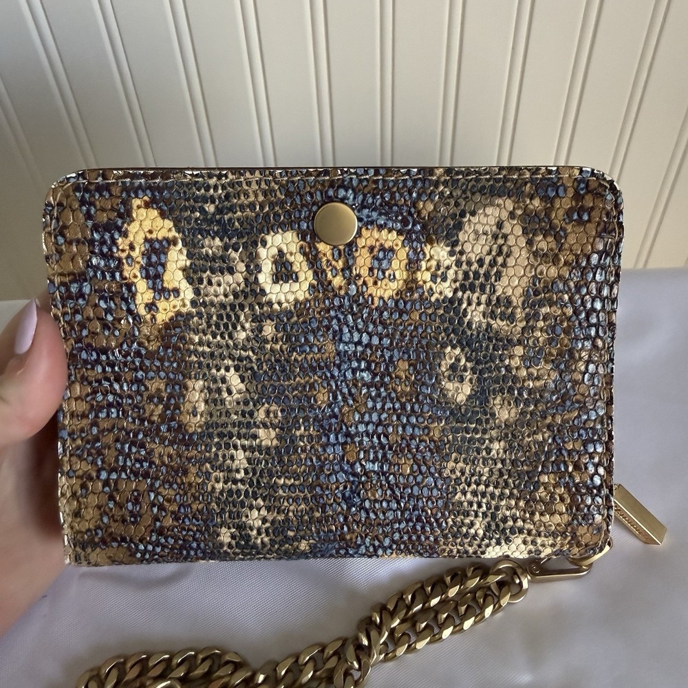 Hammitt Snake Print Rectangle Chain Wristlet Wallet Clutch Card Holder Bag Purse - Picture 6 of 16